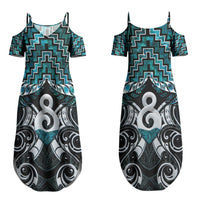 New Zealand Maori Family Matching Summer Maxi Dress and Hawaiian Shirt Poutama Pikorua - Single Twist Paua Shell