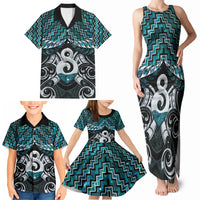 New Zealand Maori Family Matching Tank Maxi Dress and Hawaiian Shirt Poutama Pikorua - Single Twist Paua Shell