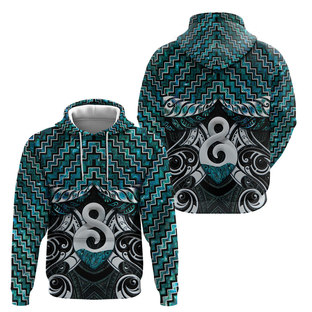 New Zealand Maori Hoodie Poutama Pikorua - Single Twist Paua Shell