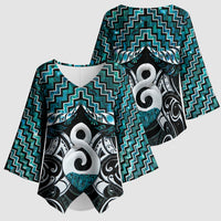 New Zealand Maori Kimono Sleeve Blouse Poutama Pikorua - Single Twist Paua Shell