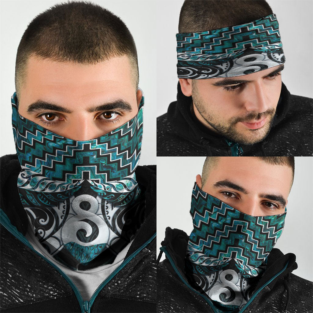 New Zealand Maori Neck Gaiter Poutama Pikorua - Single Twist Paua Shell