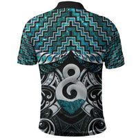 New Zealand Maori Polo Shirt Poutama Pikorua - Single Twist Paua Shell