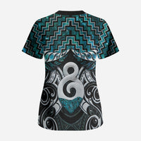New Zealand Maori Scrub Top Poutama Pikorua - Single Twist Paua Shell