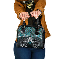New Zealand Maori Shoulder Handbag Poutama Pikorua - Single Twist Paua Shell