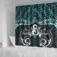 New Zealand Maori Shower Curtain Poutama Pikorua - Single Twist Paua Shell