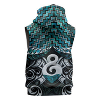 New Zealand Maori Sleeveless Hoodie Poutama Pikorua - Single Twist Paua Shell
