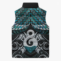 New Zealand Maori Sleeveless Puffer Jacket Poutama Pikorua - Single Twist Paua Shell