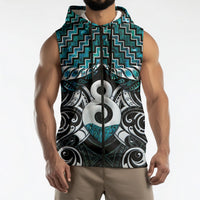 New Zealand Maori Sleeveless Zip Hoodie Poutama Pikorua - Single Twist Paua Shell