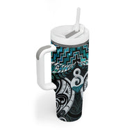 New Zealand Maori Tumbler With Handle Poutama Pikorua - Single Twist Paua Shell