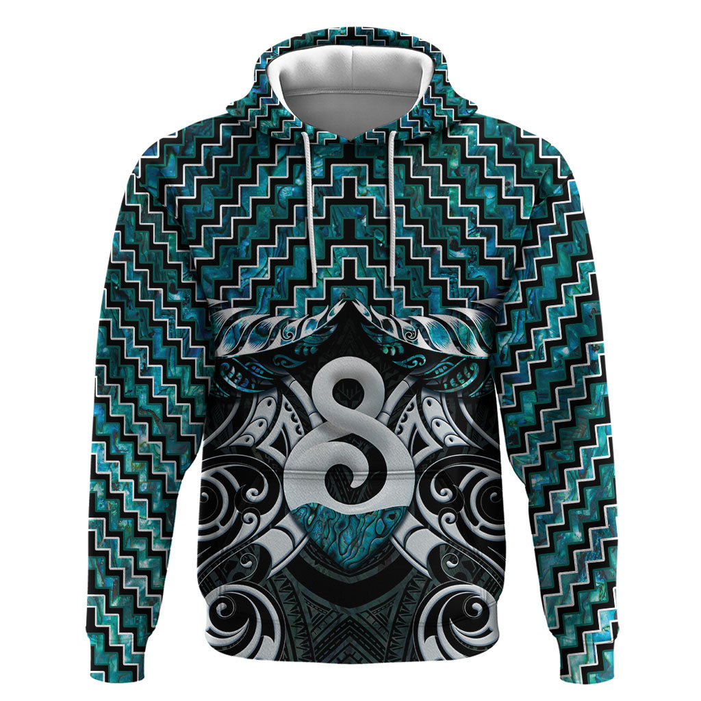 New Zealand Maori Zip Hoodie Poutama Pikorua - Single Twist Paua Shell