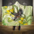 New Zealand Piwakawaka Fantail Bird Hooded Blanket With Kowhai Flowers