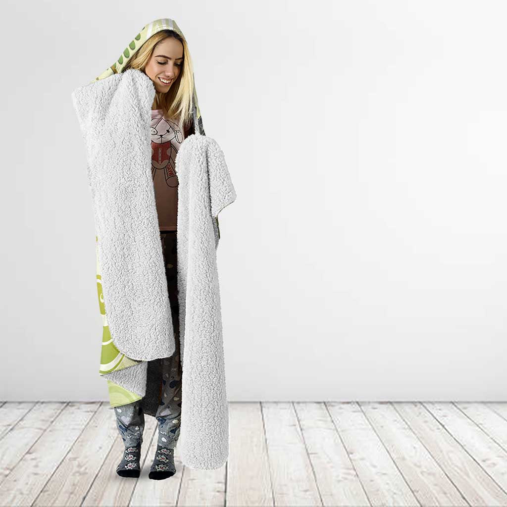 New Zealand Piwakawaka Fantail Bird Hooded Blanket With Kowhai Flowers