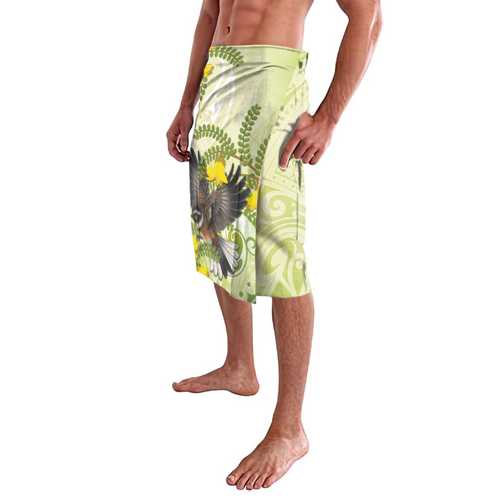 New Zealand Piwakawaka Fantail Bird Lavalava With Kowhai Flowers