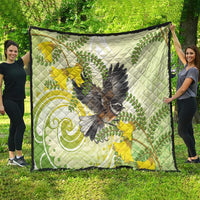 New Zealand Piwakawaka Fantail Bird Quilt With Kowhai Flowers LT05 - Polynesian Pride