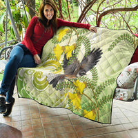 New Zealand Piwakawaka Fantail Bird Quilt With Kowhai Flowers LT05 - Polynesian Pride