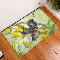 New Zealand Piwakawaka Fantail Bird Rubber Doormat With Kowhai Flowers LT05 - Polynesian Pride
