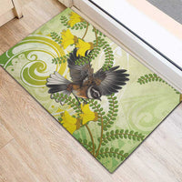 New Zealand Piwakawaka Fantail Bird Rubber Doormat With Kowhai Flowers LT05 - Polynesian Pride