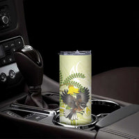 New Zealand Piwakawaka Fantail Bird Skinny Tumbler With Kowhai Flowers LT05 - Polynesian Pride