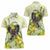 New Zealand Piwakawaka Fantail Bird Women Polo Shirt With Kowhai Flowers