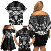 New Zealand Te Reo Maori Family Matching Off Shoulder Short Dress and Hawaiian Shirt Korero Maori Ai Au LT05 - Polynesian Pride