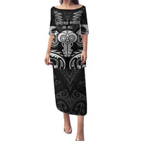 New Zealand Te Reo Maori Family Matching Puletasi and Hawaiian Shirt Korero Maori Ai Au LT05 Mom's Dress Black - Polynesian Pride