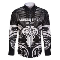 New Zealand Te Reo Maori Family Matching Tank Maxi Dress and Hawaiian Shirt Korero Maori Ai Au LT05 Dad's Shirt - Long Sleeve Black - Polynesian Pride