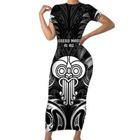 New Zealand Te Reo Maori Short Sleeve Bodycon Dress Korero Maori Ai Au