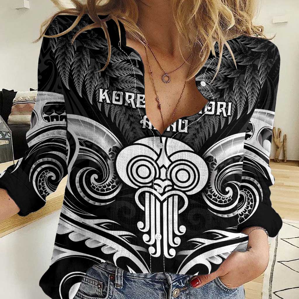 New Zealand Te Reo Maori Women Casual Shirt Korero Maori Ai Au LT05 Female Black - Polynesian Pride