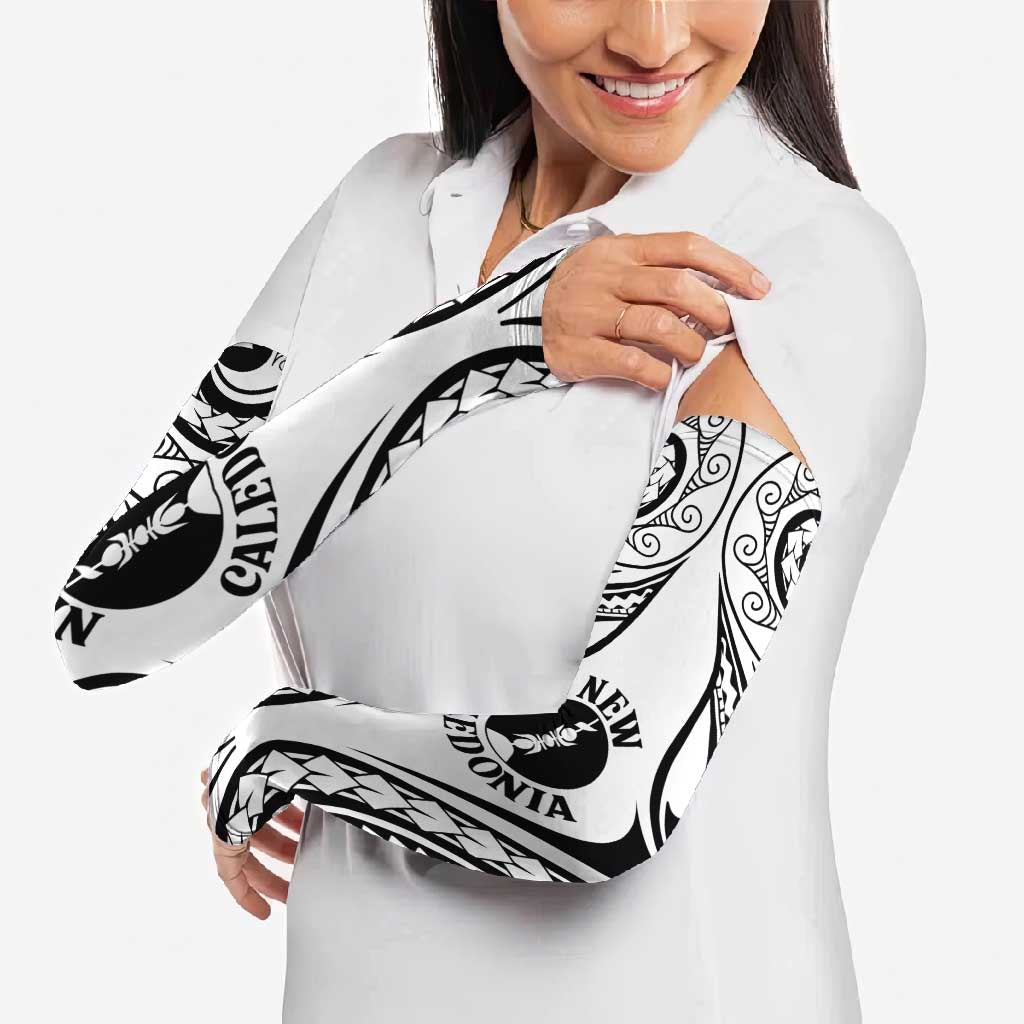 New Caledonia Day Arm Sleeves Polynesian Curves White Color - Polynesian Pride