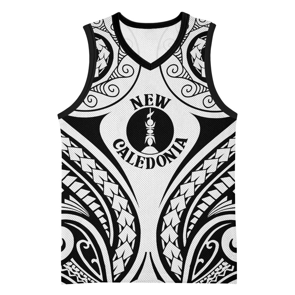 New Caledonia Day Basketball Jersey Polynesian Curves White Color - Polynesian Pride