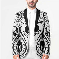 New Caledonia Day Blazer Polynesian Curves White Color LT05 - Polynesian Pride