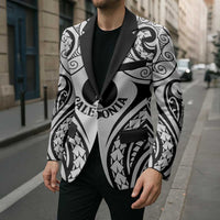New Caledonia Day Blazer Polynesian Curves White Color LT05 - Polynesian Pride