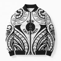 New Caledonia Day Bomber Puffer Jacket Polynesian Curves White Color - Polynesian Pride