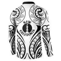 New Caledonia Day Button Sweatshirt Polynesian Curves White Color - Polynesian Pride