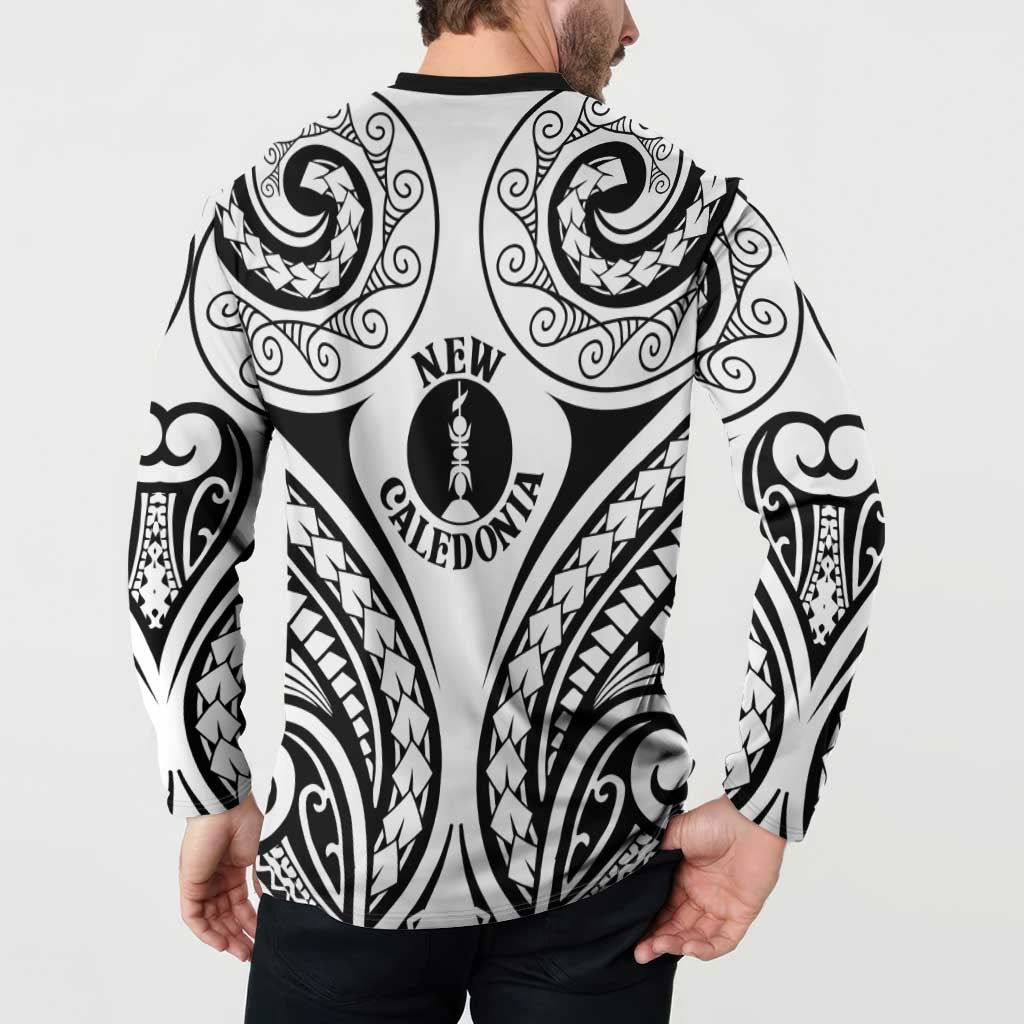 New Caledonia Day Button Sweatshirt Polynesian Curves White Color - Polynesian Pride