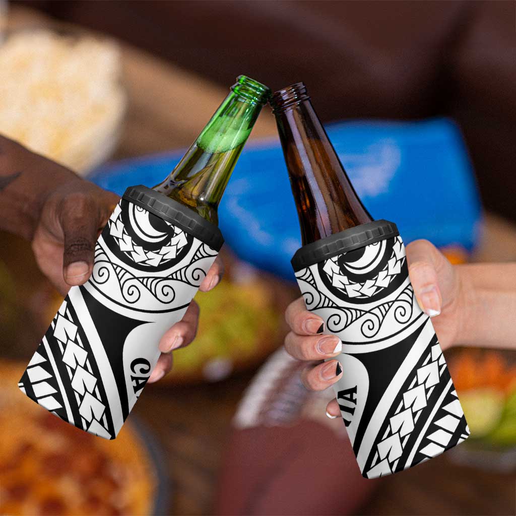 New Caledonia Day 4 in 1 Can Cooler Tumbler Polynesian Curves White Color - Polynesian Pride