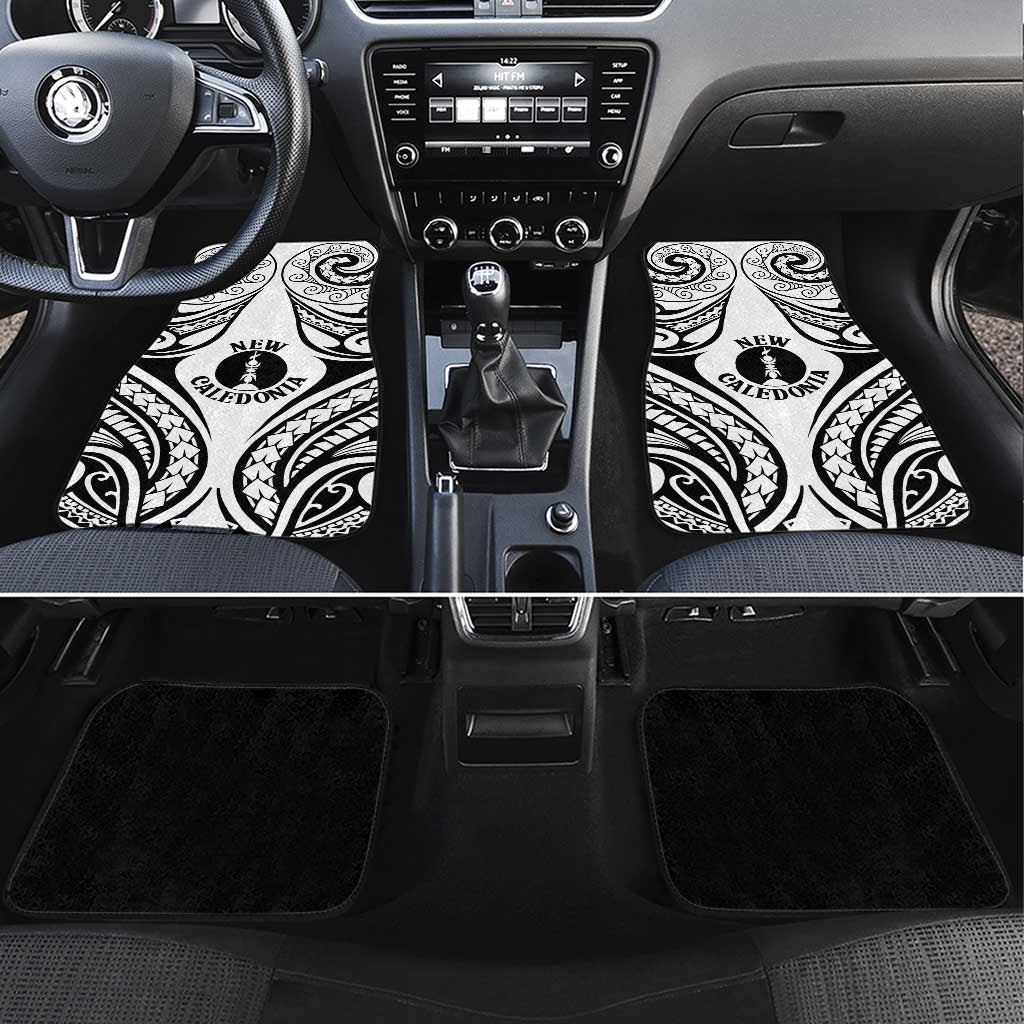 New Caledonia Day Car Mats Polynesian Curves White Color LT05 Set 4pcs White - Polynesian Pride