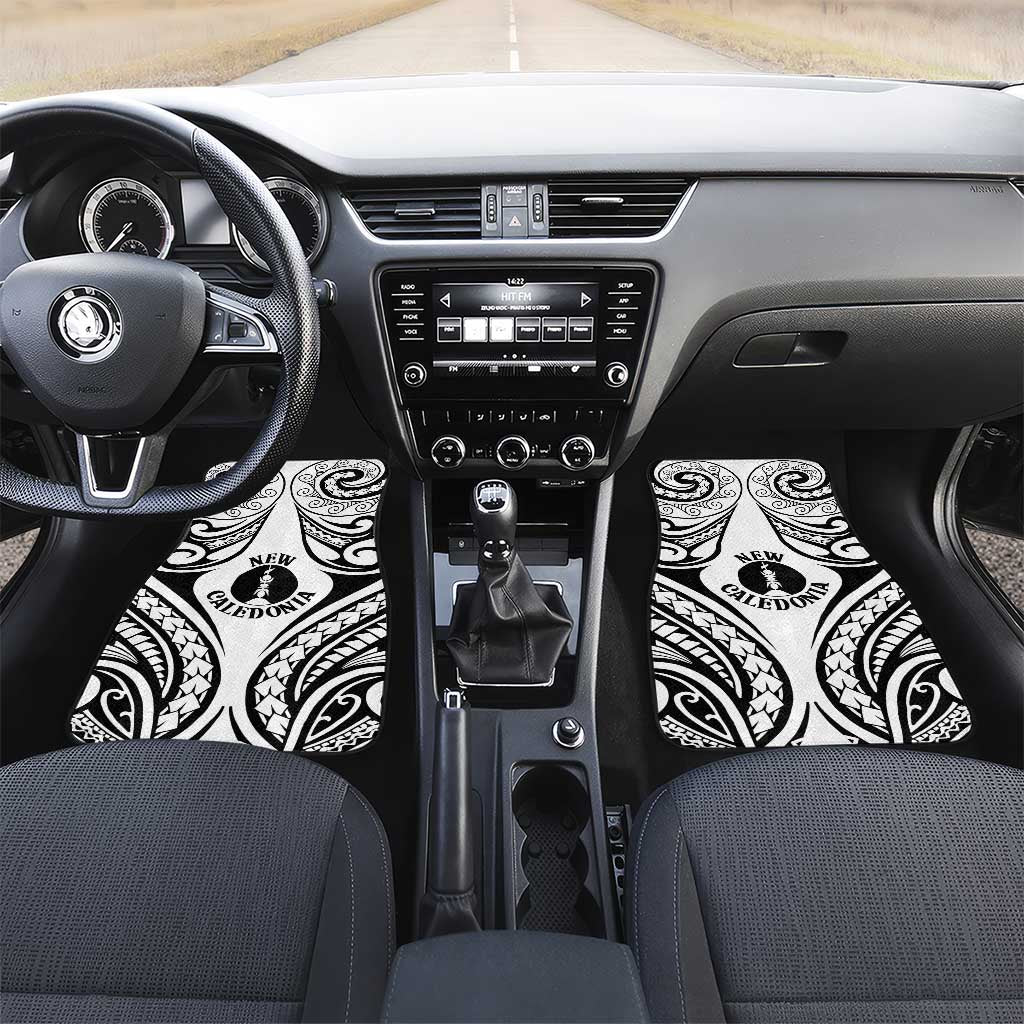 New Caledonia Day Car Mats Polynesian Curves White Color LT05 Set 2pcs - Front White - Polynesian Pride