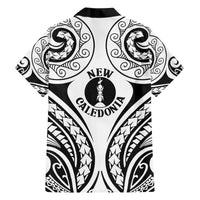 New Caledonia Day Family Matching Off The Shoulder Long Sleeve Dress and Hawaiian Shirt Polynesian Curves White Color - Polynesian Pride