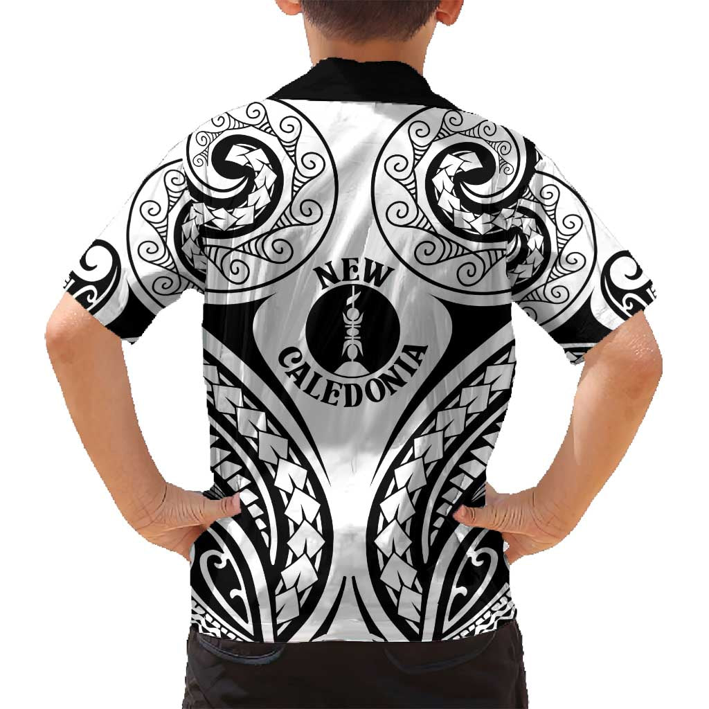 New Caledonia Day Family Matching Off Shoulder Short Dress and Hawaiian Shirt Polynesian Curves White Color - Polynesian Pride