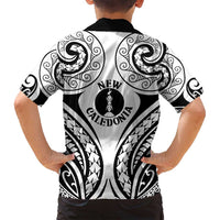 New Caledonia Day Family Matching Off Shoulder Short Dress and Hawaiian Shirt Polynesian Curves White Color - Polynesian Pride