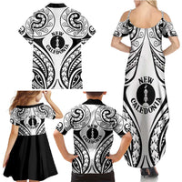 New Caledonia Day Family Matching Summer Maxi Dress and Hawaiian Shirt Polynesian Curves White Color - Polynesian Pride