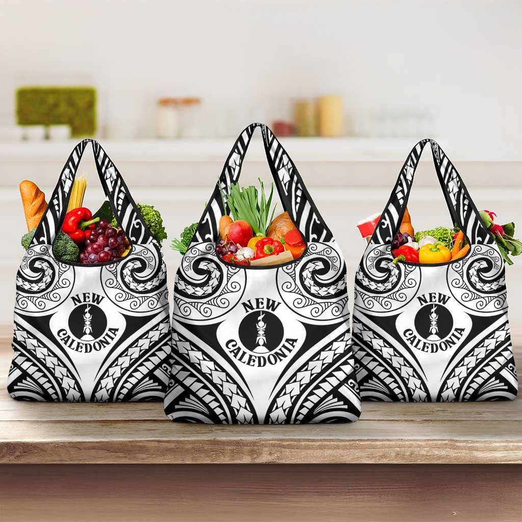New Caledonia Day Grocery Bag Polynesian Curves White Color LT05 3-pack One Size White - Polynesian Pride
