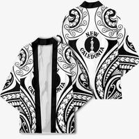New Caledonia Day Kimono Polynesian Curves White Color LT05 - Polynesian Pride
