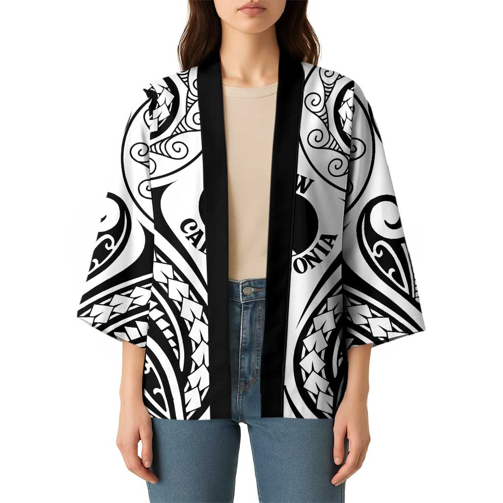 New Caledonia Day Kimono Polynesian Curves White Color LT05 - Polynesian Pride