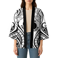New Caledonia Day Kimono Polynesian Curves White Color LT05 - Polynesian Pride