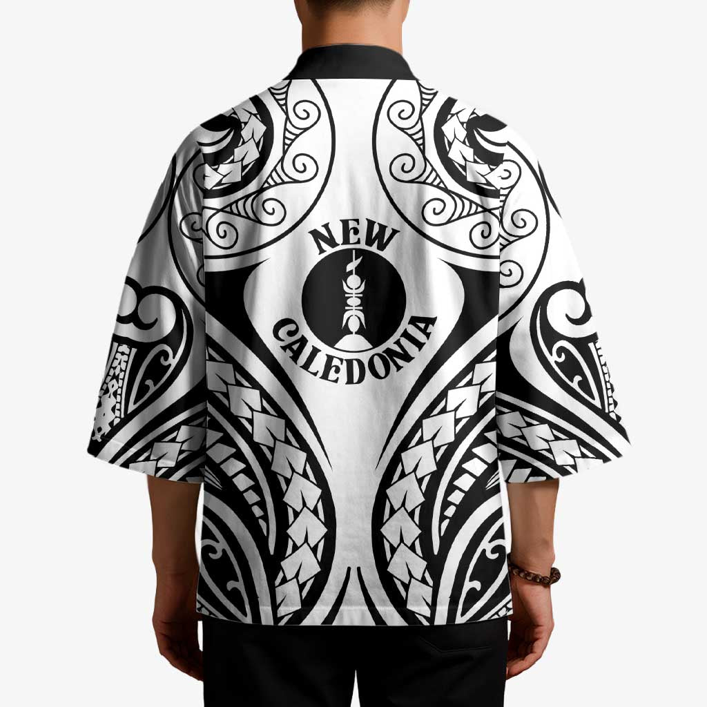 New Caledonia Day Kimono Polynesian Curves White Color LT05 - Polynesian Pride