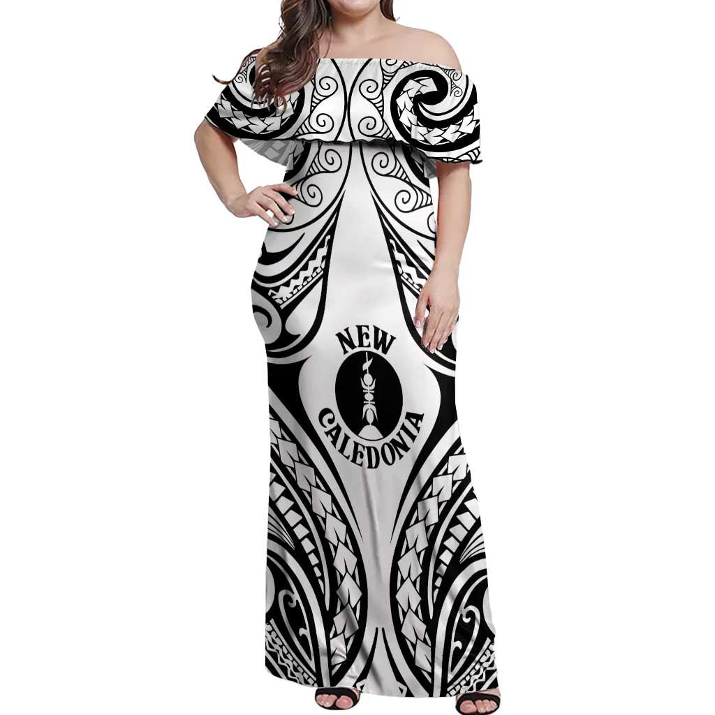 New Caledonia Day Off Shoulder Maxi Dress Polynesian Curves White Color - Polynesian Pride