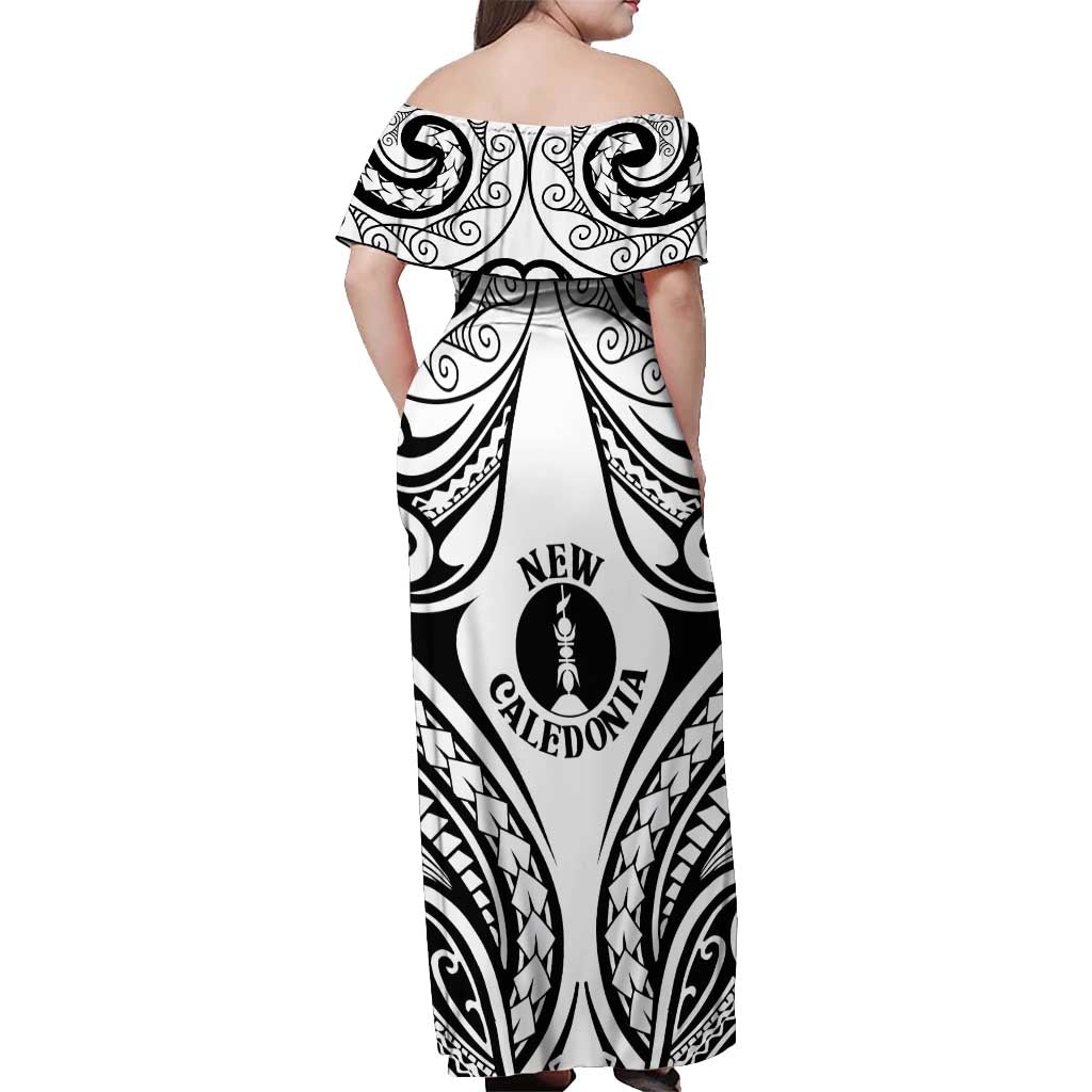 New Caledonia Day Off Shoulder Maxi Dress Polynesian Curves White Color - Polynesian Pride