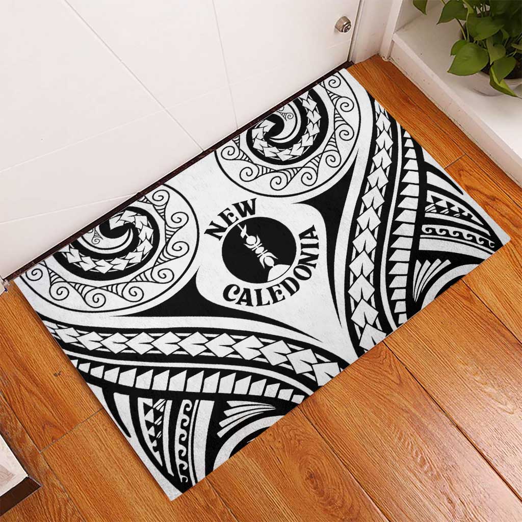 New Caledonia Day Rubber Doormat Polynesian Curves White Color - Polynesian Pride